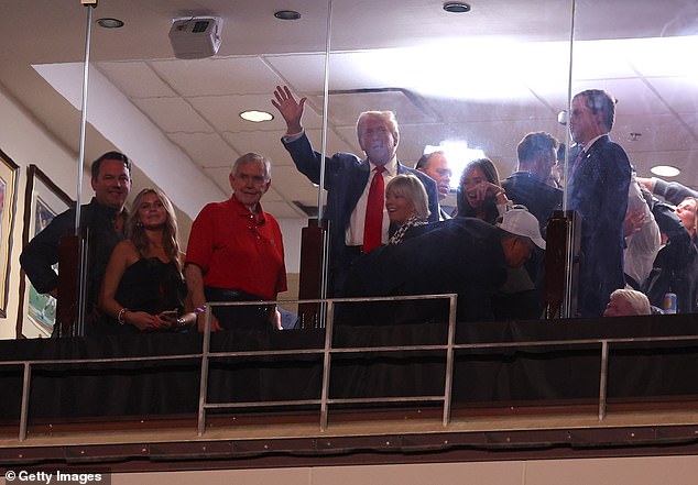 Trump watched during the first quarter of the game between the Alabama Crimson Tide and the Georgia Bulldogs at Bryant-Denny Stadium