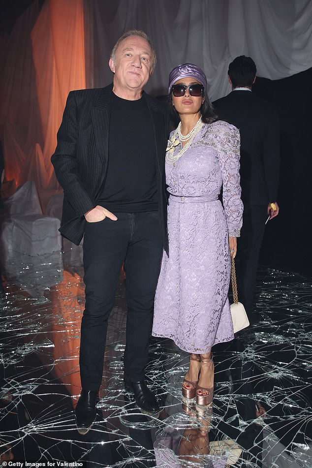 François-Henri Pinault, CEO of Kering, poses with his wife Salma