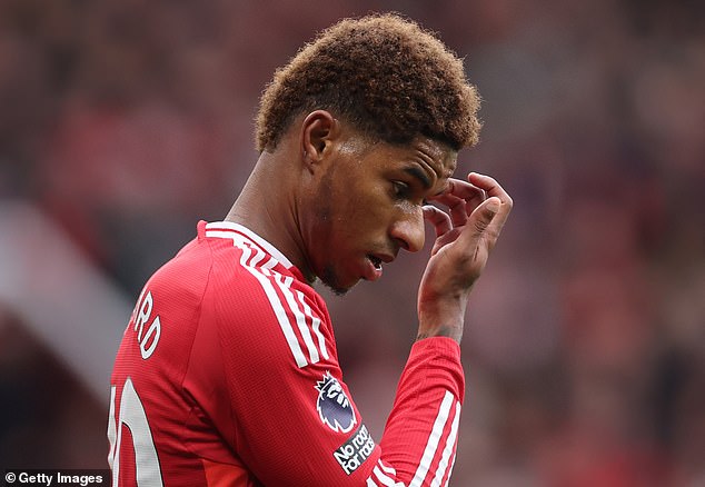 Rashford appeared frustrated during the first half at Old Trafford and was criticized by fans