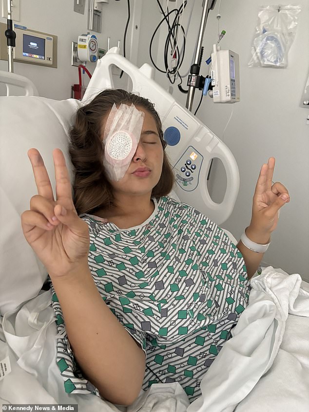 Kylie was rushed to Akron General Hospital in Cleveland, Ohio and underwent emergency surgery to close her eye