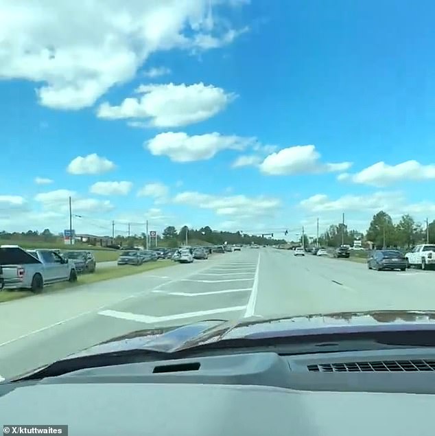 In Augusta, Georgia, shocking video footage shared on social media shows lines of cars stretching for miles as residents desperately wait to fill up their tanks