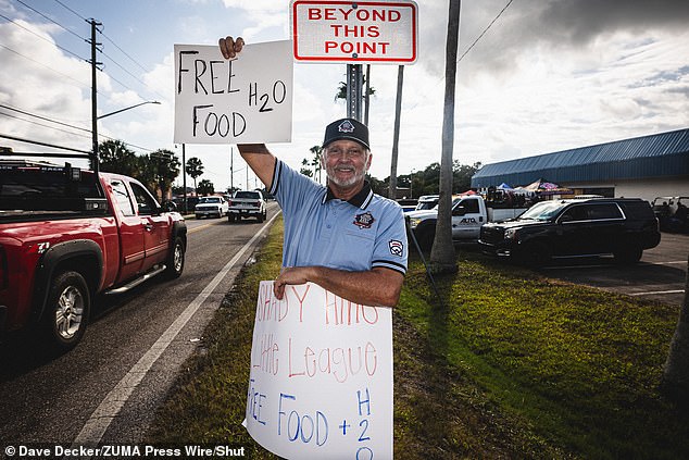 Coach Tom Goossens of Shady Hills, Florida creates a portrait for the mutual aid site hosted by Shady Hills Little League in the town of Hudson