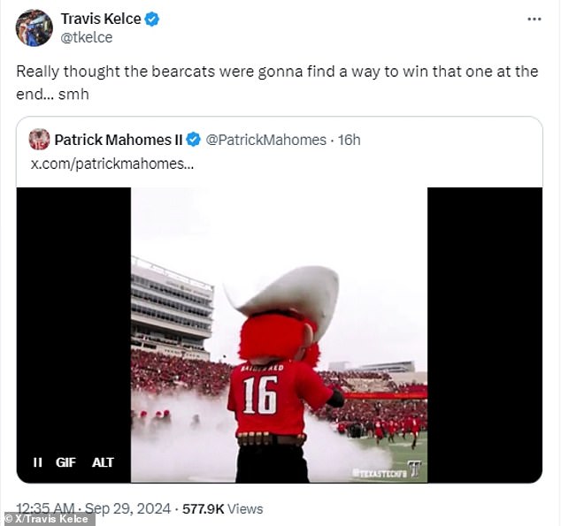 On that day, Kelce just seemed to be watching a college football game with his Kansas City Chiefs teammate