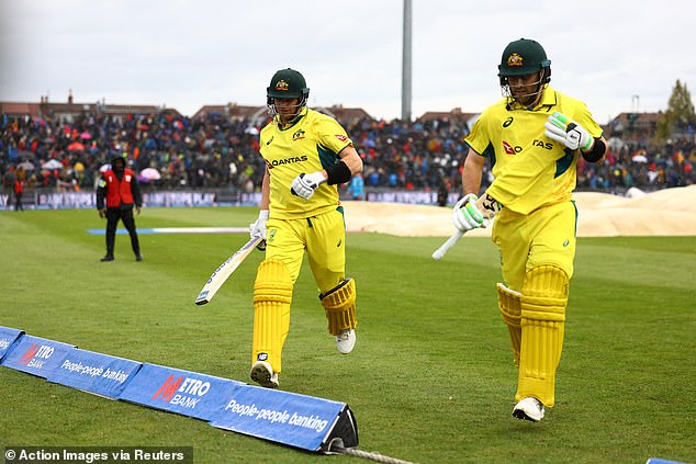 The tourists reached 165 for two, well ahead of their Duckworth-Lewis-Stern target, when rain began to fall