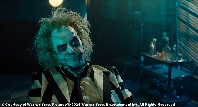 Michael Keaton is shown as Beetlejuice as he reprized his role for the 2024 sequel