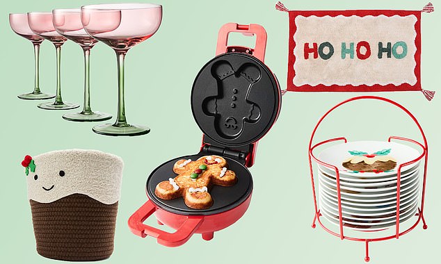 A $15 Mini Gingerbread Man waffle maker, $8 Christmas pudding basket and $16 pair of red and green Coupe glasses were among the top products on offer