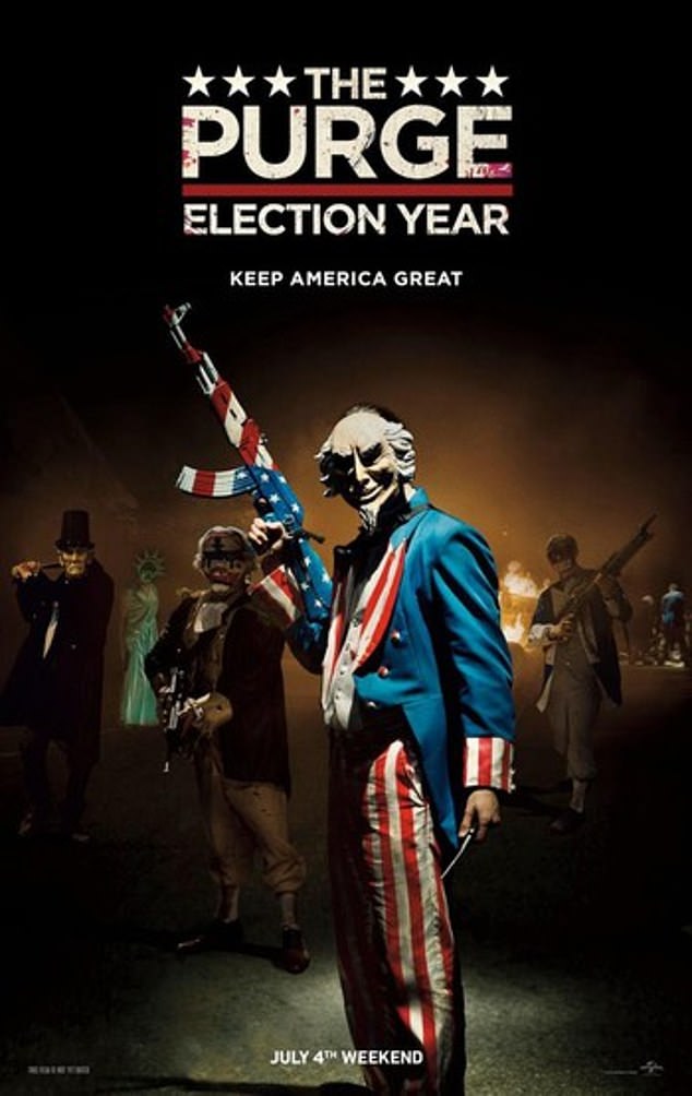 The third film in the franchise, released in 2016 and titled 'Purge: Election Year', uses Trump's campaign slogan 'Keep America Great' as the film's tagline.