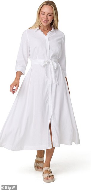 &me Women's Linen Blend Button Belt Dress $35