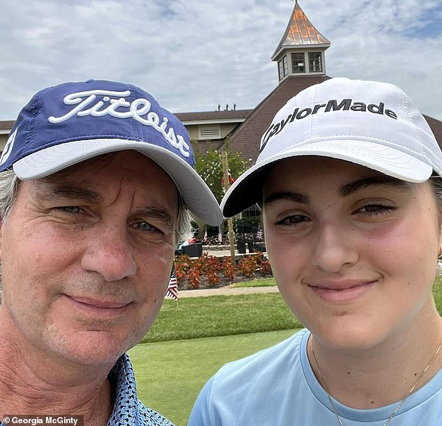 The court documents stated that the McGintys stated that they did not remember seeing a 'clickbox' on the date of January 8, 2022. They claimed that they believed their daughter Julia (right), then 12, had clicked on it while they were packing. for an upcoming ski trip