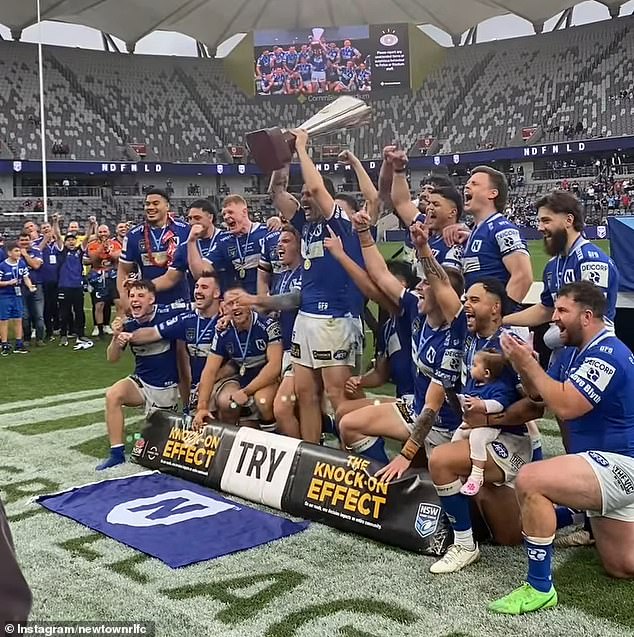 Barry had watched the Newtown Jets win the NSW Cup just hours before he died (photo: the Jets celebrate their victory on Sunday)