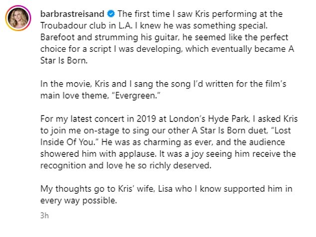 1727676244 772 Barbra Streisand pays tribute to Kris Kristofferson following his death