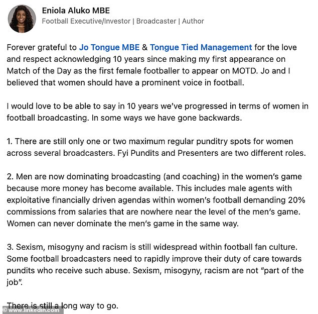 1727695444 398 Eni Aluko fears male pundits coaches and agents are taking