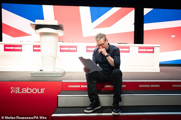 Sir Keir rehearses his keynote speech for the Labor Party Conference earlier this month