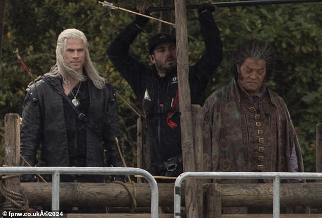 Meanwhile, Chris donned the infamous black costume and wavy blonde hairpiece of his character Geralt of Rivia