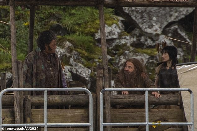 They were joined by fellow co-stars for the outdoor scenes