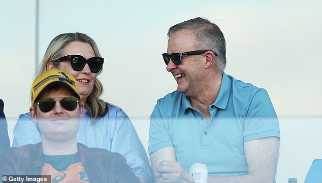 Jodie Haydon and Prime Minister Anthony Albanese at the foot of Canberra in 2022