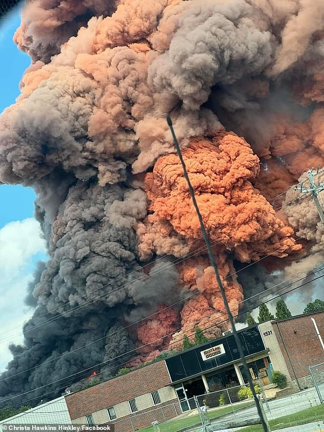 The Sunday afternoon fire led to about 17,000 evacuations after a sprinkler at the facility malfunctioned and sprayed water on a chemical, leading to an explosion