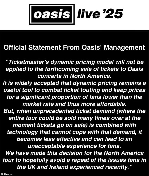 As they release a handful of new dates, Liam and Noel have agreed to scrap the controversial dynamic pricing to ensure fans pay a fair price