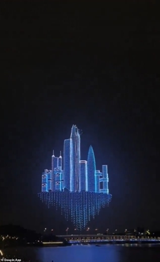 Another image from the drone show shows the array of skyscrapers that dominate Shenzhen's skyline