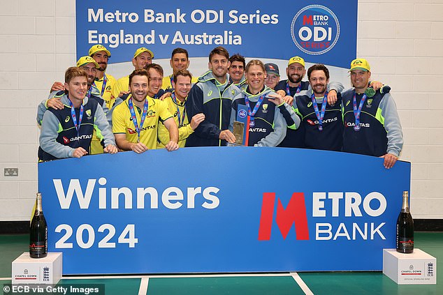 Australia finally achieved a 3-2 victory over England in Bristol on Sunday