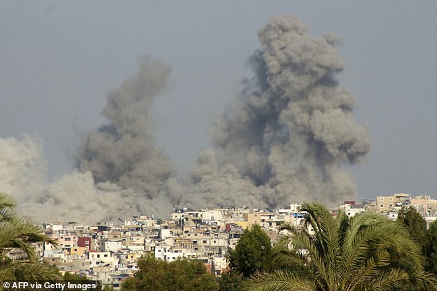 Smoke rises after an Israeli attack on a village near the southern Lebanese city of Tire on September 29, 2024