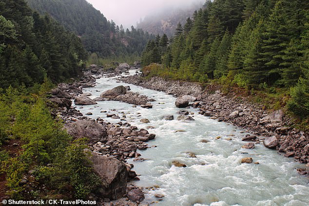 89,000 years ago, the gentle River Arun merged with the steep River Kosi (pictured), vastly increasing its erosive force and allowing billions of tons of rock and sediment to be removed from the area around Mount Everest