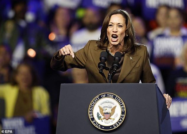 Democratic presidential candidate US Vice President Kamala Harris speaks during a campaign rally in Las Vegas, Nevada, USA, September 29, 2024