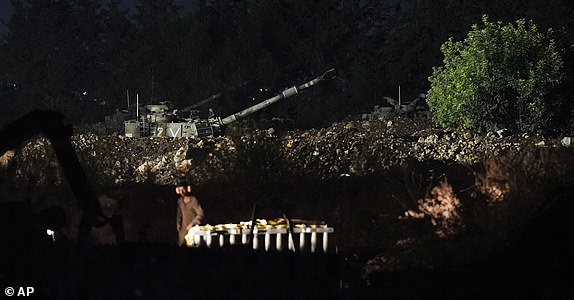 An Israeli mobile artillery unit is seen near the Israel-Lebanon border on Monday, September 30, 2024. (AP Photo/Baz Ratner)