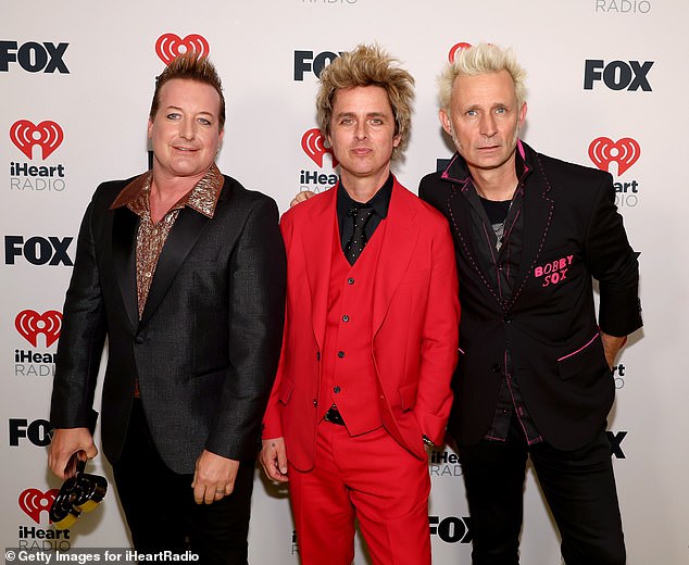 Armstrong was performing at Oracle Park, home of the San Francisco Giants, along with his bandmates, bassist and co-founder Mike Dirnt and drummer Tré Cool, when he made his disparaging comments; pictured on April 1 in Los Angeles