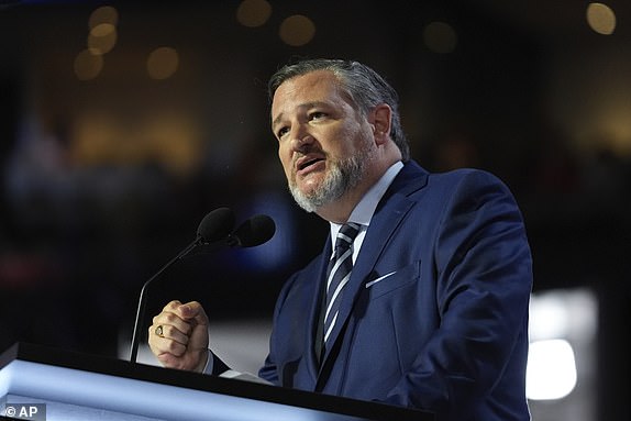 FILE - Sen. Ted Cruz, R-Texas., speaks during the Republican National Convention, July 16, 2024, in Milwaukee. (AP Photo/Paul Sancya, File)