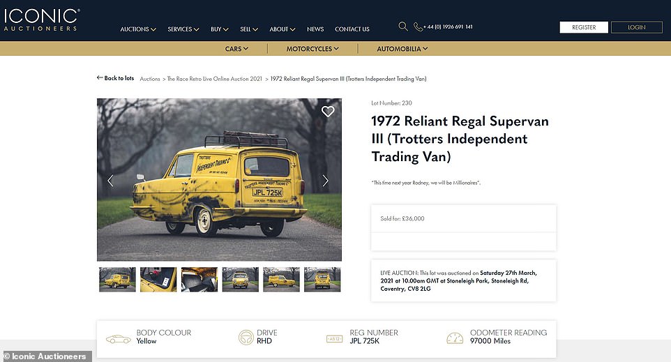 The auction house expects it to sell for between £15,000 and £18,000, a fraction of the £36,000 paid at auction in 2021 (seen here on the website of Iconic Auctioneers, formerly Silverstone Auctions and a sister company of CCA)