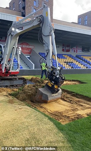 Wimbledon shared a video on Wednesday showing an excavator removing earth from the stadium