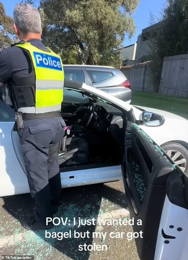 Tier followed her car to a Melbourne car park - and police smashed the window to arrest the suspect, who was reportedly sleeping in the front seat