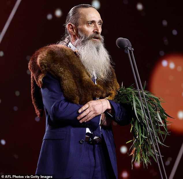 Elder Uncle Colin Hunter Jnr (pictured) delivered a Welcome to Country address at the Brownlow Medal ceremony on Monday