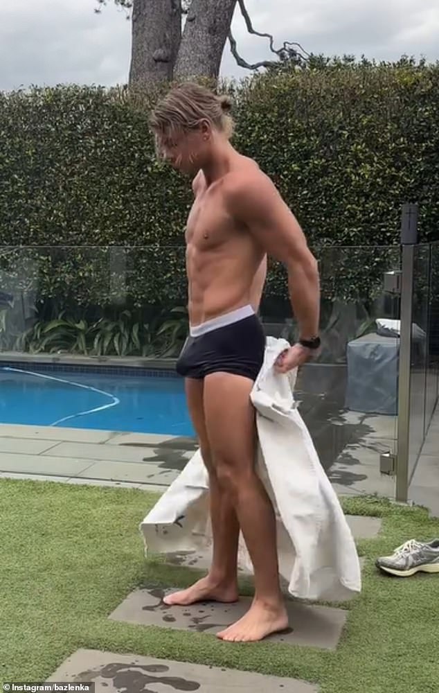 AFL star Bailey Smith (pictured) has set hearts racing on social media after posting a seriously tough workout video