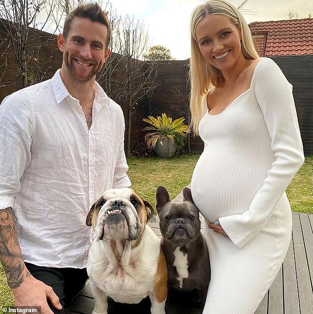 The couple married in December 2019. Pictured together during their first pregnancy