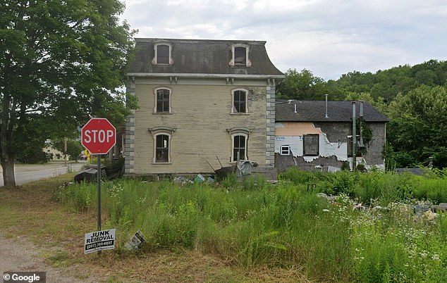 The listing states that 'the materials used and the craftsmanship are still vaguely visible'[,] but decades of neglect and lack of maintenance have taken a heavy toll'