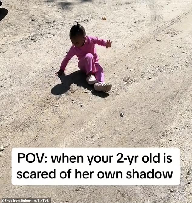 Elliana Tsegaye, from New Hampshire, USA, was captured crying and running away from her own shadow in an adorable TikTok video