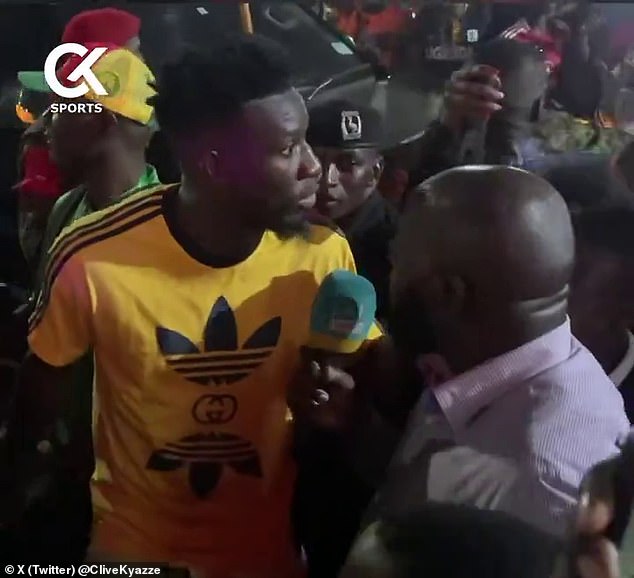 Andre Onana was attacked by fans as he tried to leave Namboole Stadium