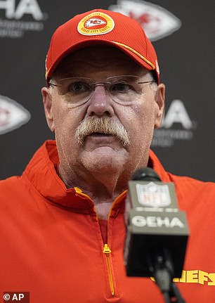 Andy Reid (pictured) defended Travis Kelce