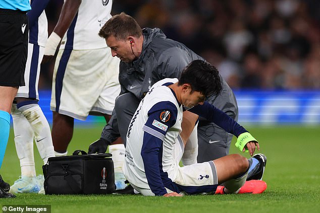 Son Heung-min received medical treatment and was forced off as Spurs beat Qarabag 3-0