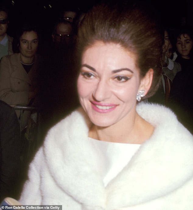 Callas attends the 1968 premiere of A Flea In Her Ear at the Marigny Theatre in Paris, France