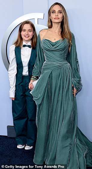 Here Jolie was joined by her daughter Vivienne on the red carpet at the Tony Awards in New York