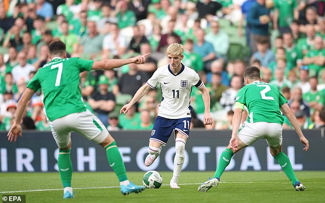 Anthony Gordon (pictured against Ireland) fell from his bike during the European Championships in Germany, dashing England's hopes of finding the best gear