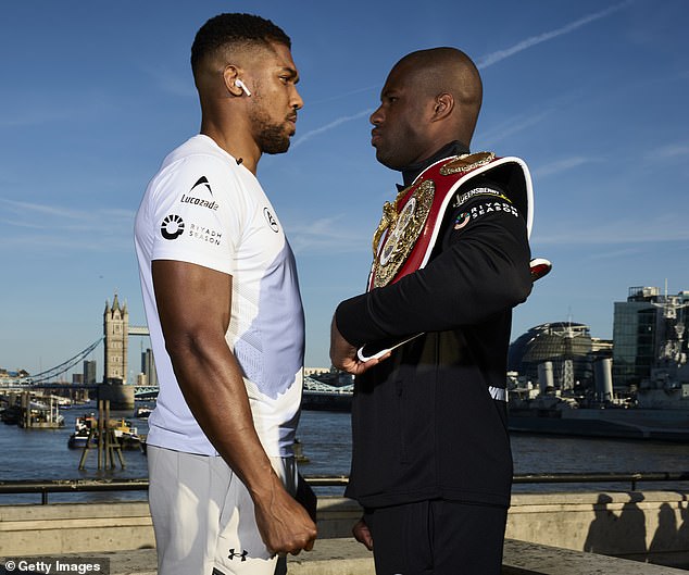 Anthony Joshua (left) will challenge Daniel Dubois (right) for the IBF title this Saturday