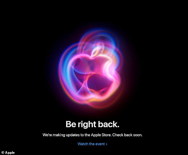 Just hours before the highly anticipated iPhone 16 launch event, the Apple Store website is offline. A message reads: 