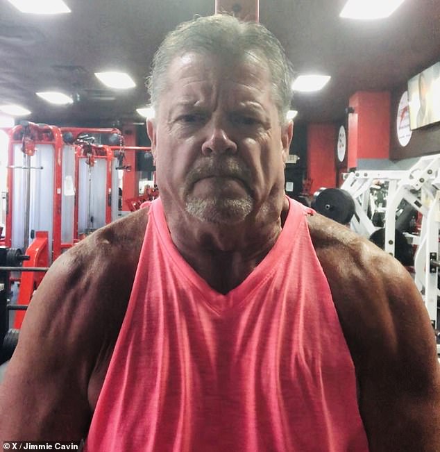 The shocking incident, captured on video by Kenny Wallis, shows Jimmie Cavin, 62 (pictured), punching Johnathan Newcomb after a heated verbal exchange