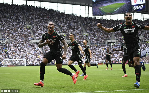 Gabriel (left) scored the only goal of the game by heading a corner into the net in the second half