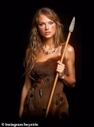 The video opens with Swift as a cavewoman in the year 20,000 BC.