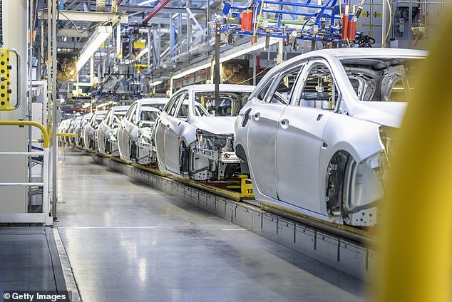 Chain reaction: Car production fell for sixth straight month as UK factories continue to switch to electric vehicle production, with the usual 'summer slowdown' also partly to blame